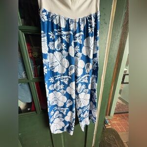 Floral Blue and White Women's Jumpsuit
